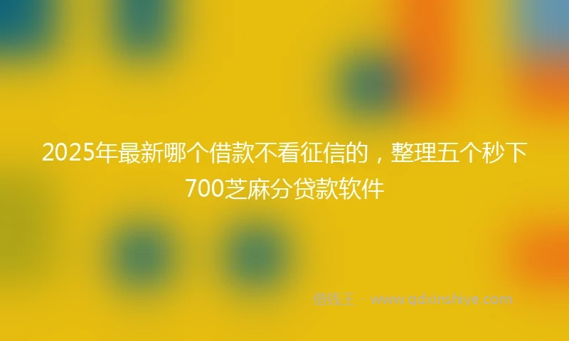 2025年最新哪个借款不看征信的，整理五个秒下700芝麻分贷款软件