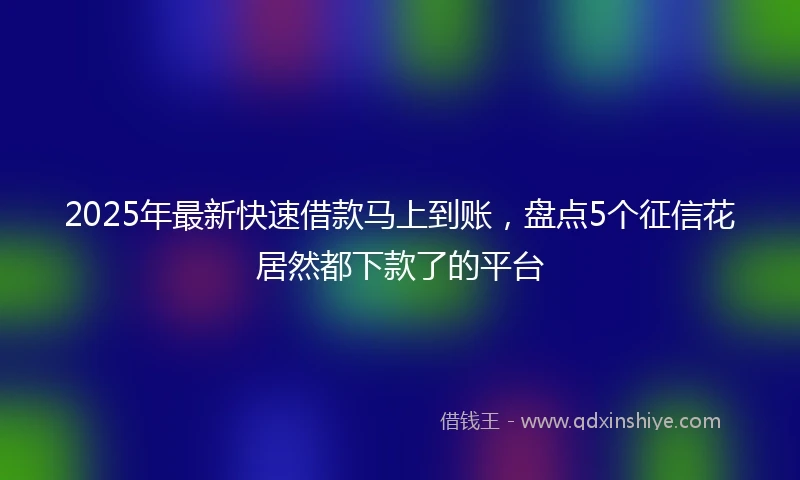 2025年最新快速借款马上到账，盘点5个征信花居然都下款了的平台
