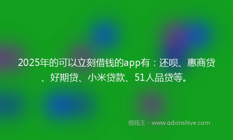 2025年的可以立刻借钱的app有：还呗、惠商贷、好期贷、小米贷款、51人品贷等。