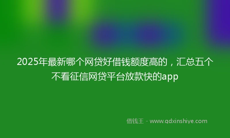 2025年最新哪个网贷好借钱额度高的，汇总五个不看征信网贷平台放款快的app