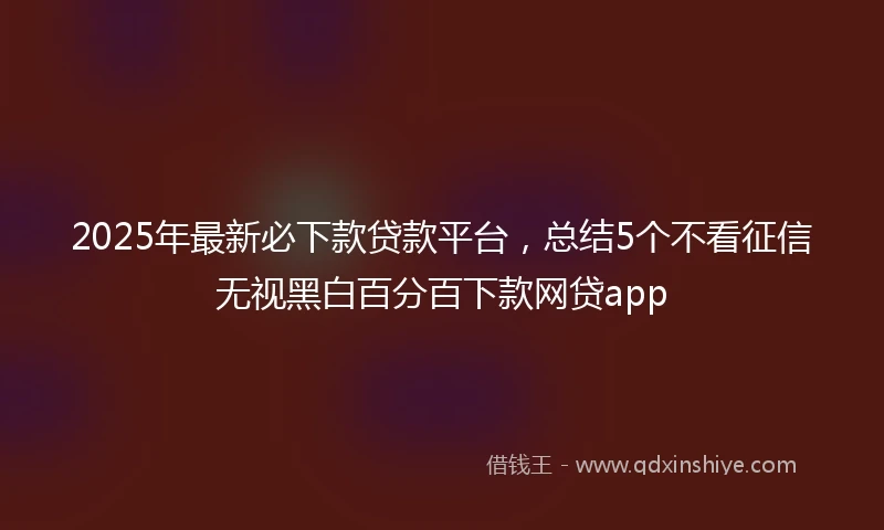 2025年最新必下款贷款平台，总结5个不看征信无视黑白百分百下款网贷app