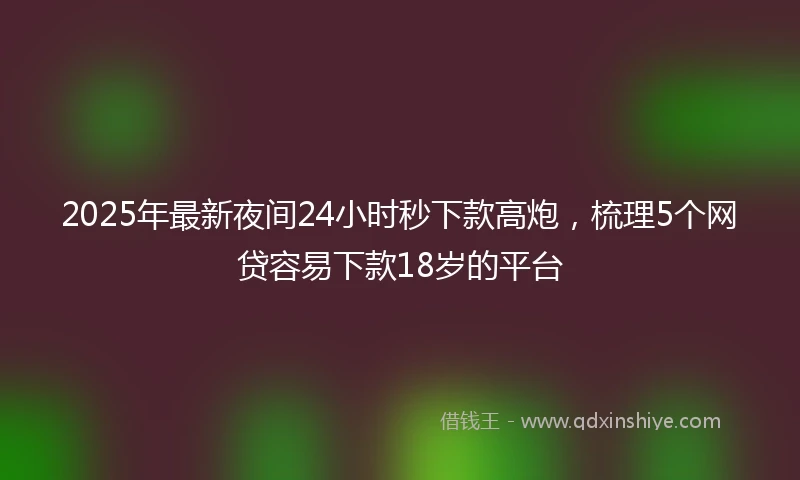 2025年最新夜间24小时秒下款高炮，梳理5个网贷容易下款18岁的平台