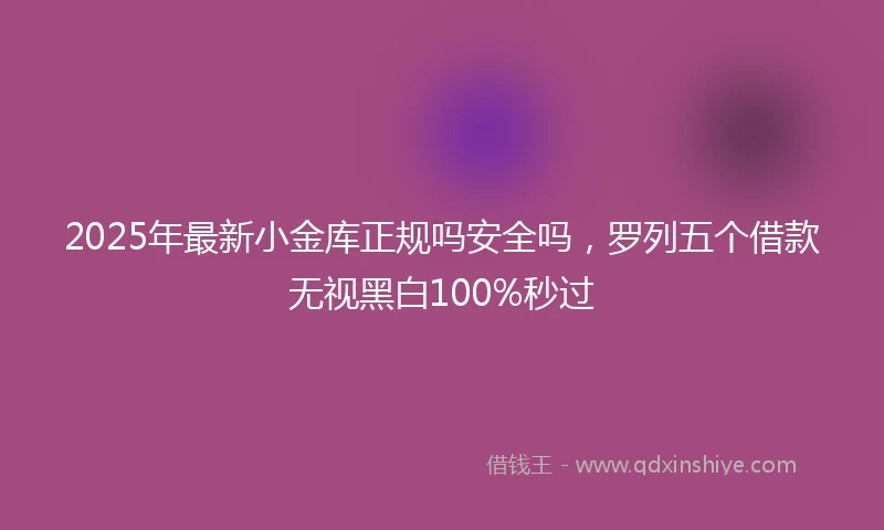 2025年最新小金库正规吗安全吗，罗列五个借款无视黑白100%秒过
