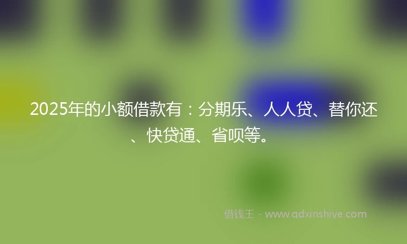 2025年的小额借款有：分期乐、人人贷、替你还、快贷通、省呗等。