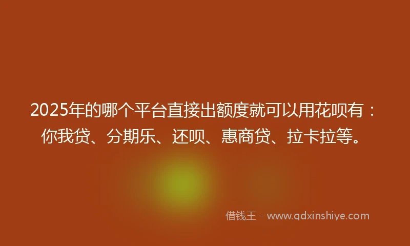 2025年的哪个平台直接出额度就可以用花呗有：你我贷、分期乐、还呗、惠商贷、拉卡拉等。
