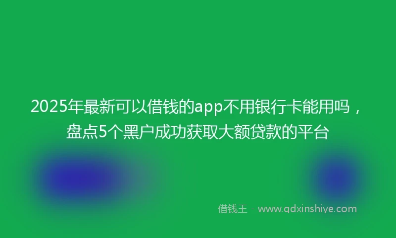2025年最新可以借钱的app不用银行卡能用吗，盘点5个黑户成功获取大额贷款的平台