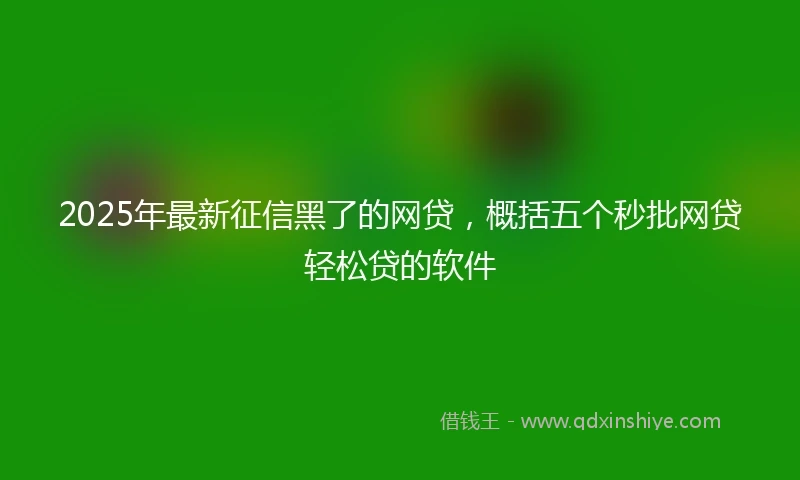 2025年最新征信黑了的网贷，概括五个秒批网贷轻松贷的软件