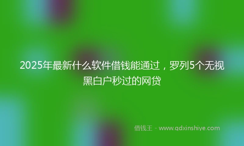 2025年最新什么软件借钱能通过，罗列5个无视黑白户秒过的网贷