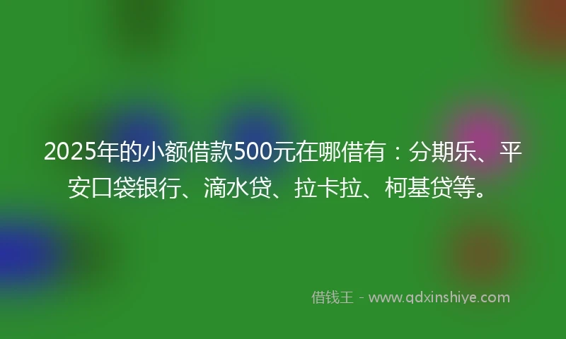 2025年的小额借款500元在哪借有：分期乐、平安口袋银行、滴水贷、拉卡拉、柯基贷等。