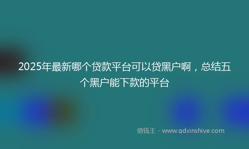 2025年最新哪个贷款平台可以贷黑户啊，总结五个黑户能下款的平台