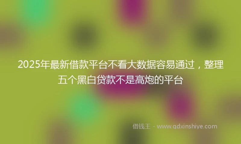 2025年最新借款平台不看大数据容易通过，整理五个黑白贷款不是高炮的平台