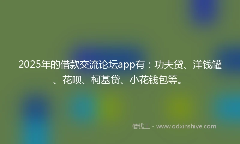 2025年的借款交流论坛app有：功夫贷、洋钱罐、花呗、柯基贷、小花钱包等。