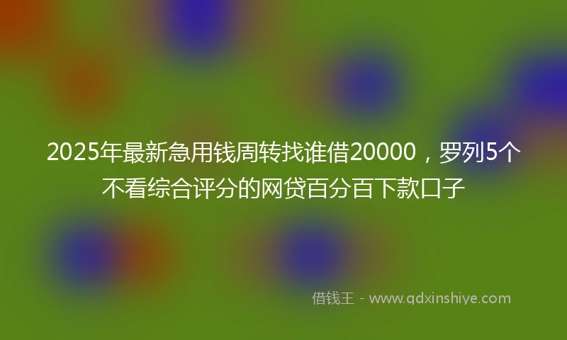 2025年最新急用钱周转找谁借20000，罗列5个不看综合评分的网贷百分百下款口子
