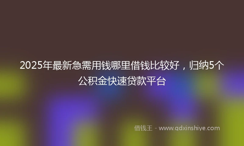 2025年最新急需用钱哪里借钱比较好，归纳5个公积金快速贷款平台