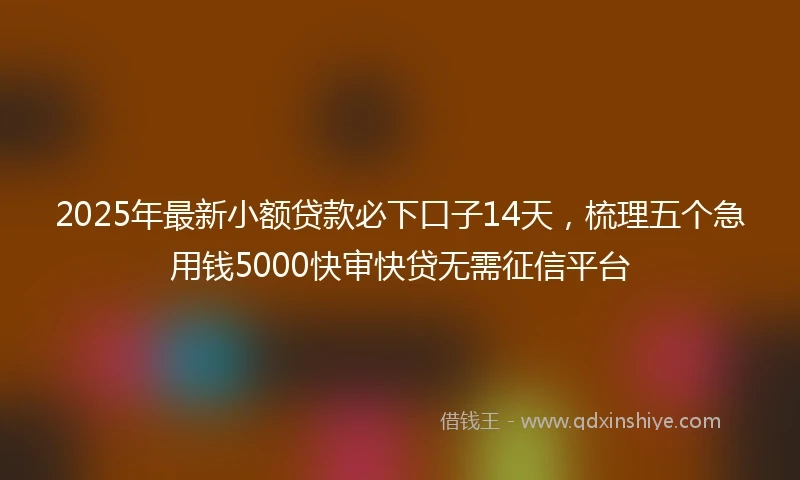 2025年最新小额贷款必下口子14天，梳理五个急用钱5000快审快贷无需征信平台