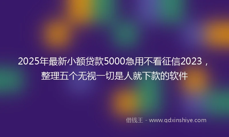2025年最新小额贷款5000急用不看征信2023，整理五个无视一切是人就下款的软件