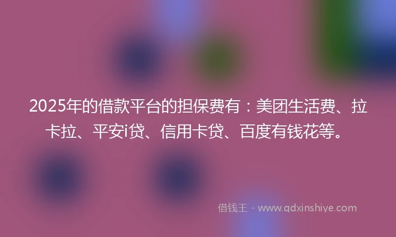 2025年的借款平台的担保费有：美团生活费、拉卡拉、平安i贷、信用卡贷、百度有钱花等。