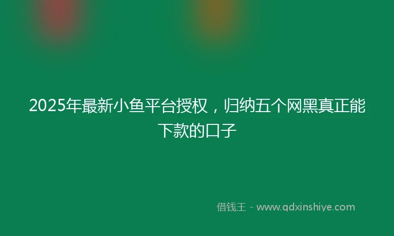 2025年最新小鱼平台授权，归纳五个网黑真正能下款的口子