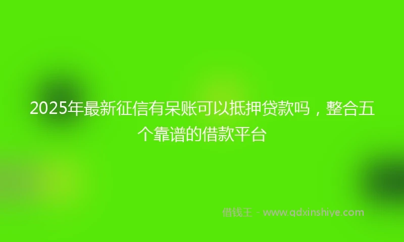 2025年最新征信有呆账可以抵押贷款吗，整合五个靠谱的借款平台