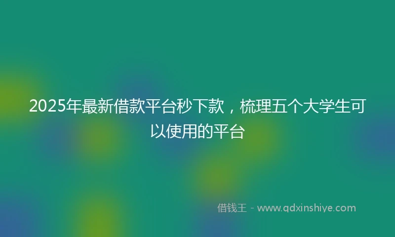 2025年最新借款平台秒下款，梳理五个大学生可以使用的平台