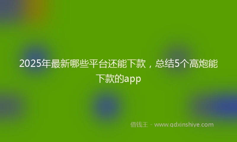 2025年最新哪些平台还能下款，总结5个高炮能下款的app