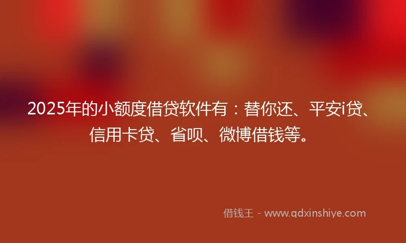 2025年的小额度借贷软件有：替你还、平安i贷、信用卡贷、省呗、微博借钱等。