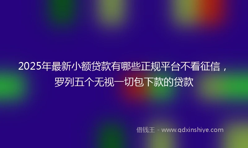 2025年最新小额贷款有哪些正规平台不看征信，罗列五个无视一切包下款的贷款