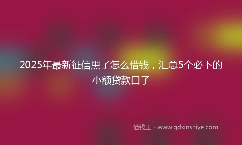 2025年最新征信黑了怎么借钱，汇总5个必下的小额贷款口子