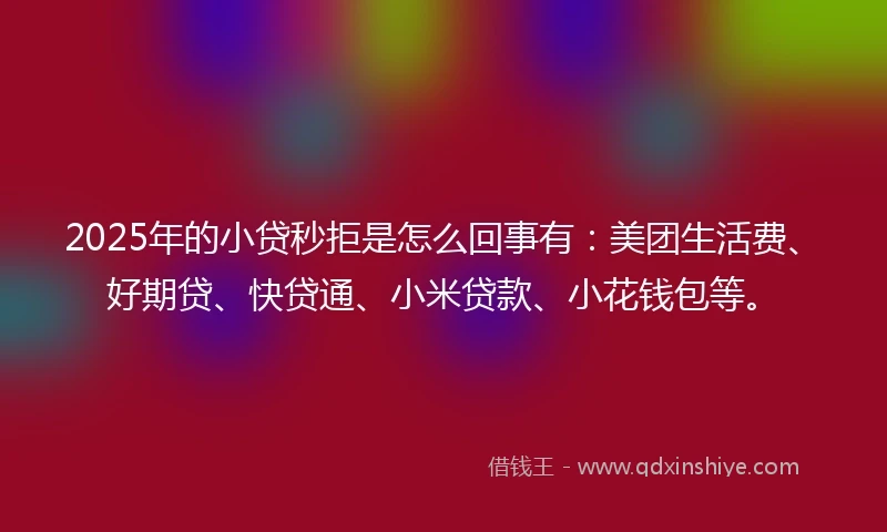 2025年的小贷秒拒是怎么回事有：美团生活费、好期贷、快贷通、小米贷款、小花钱包等。