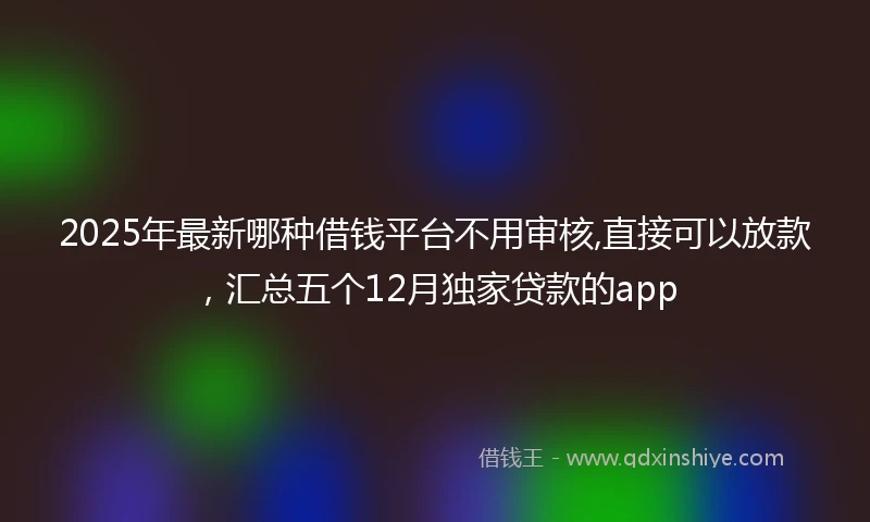 2025年最新哪种借钱平台不用审核,直接可以放款，汇总五个12月独家贷款的app