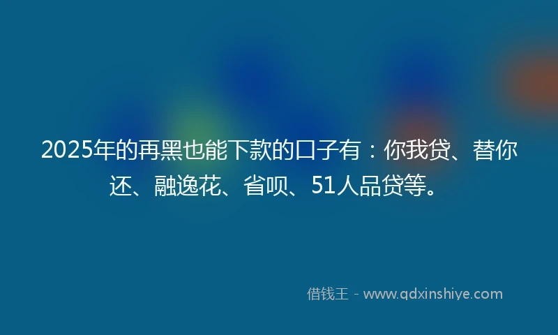 2025年的再黑也能下款的口子有：你我贷、替你还、融逸花、省呗、51人品贷等。