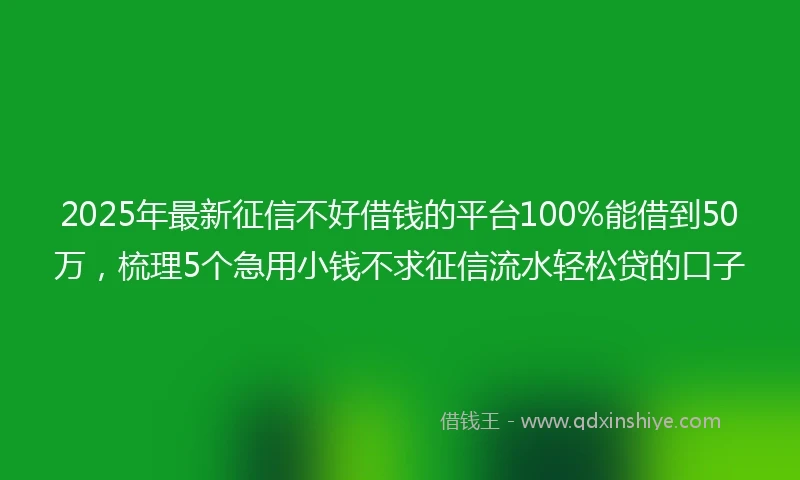2025年最新征信不好借钱的平台100%能借到50万，梳理5个急用小钱不求征信流水轻松贷的口子