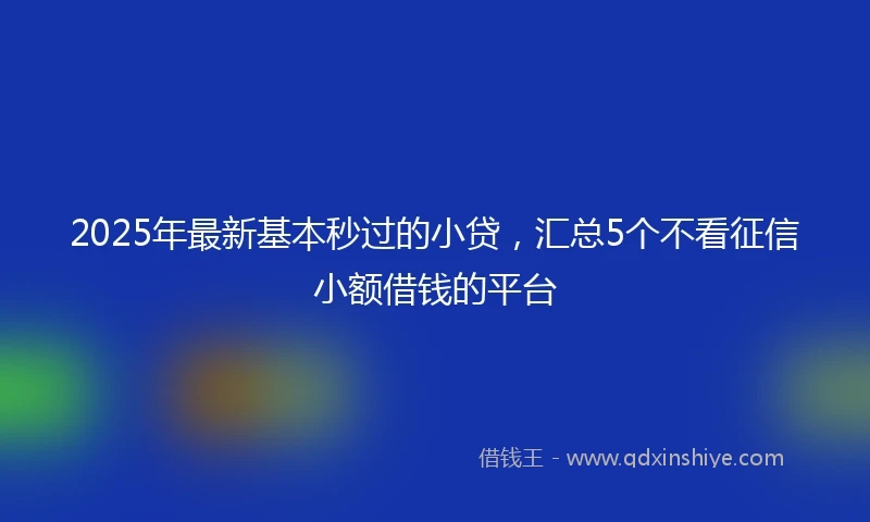 2025年最新基本秒过的小贷，汇总5个不看征信小额借钱的平台