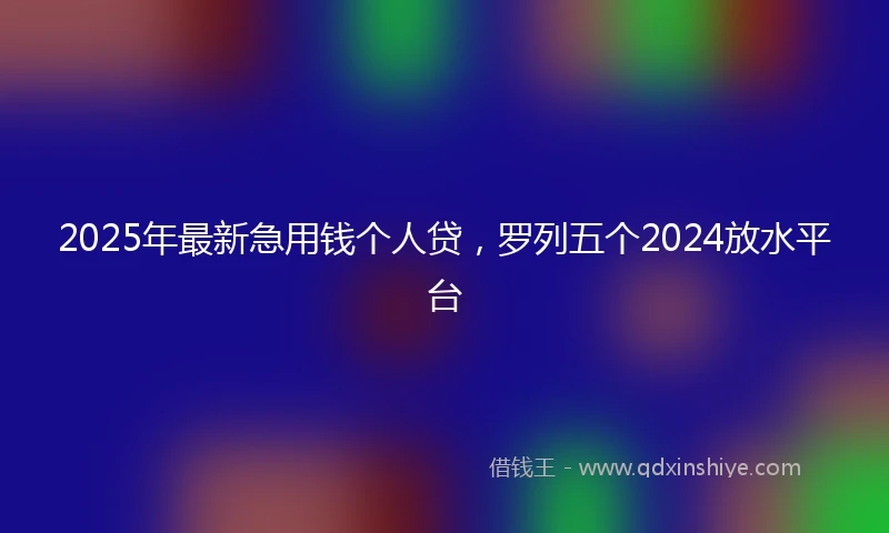 2025年最新急用钱个人贷，罗列五个2024放水平台