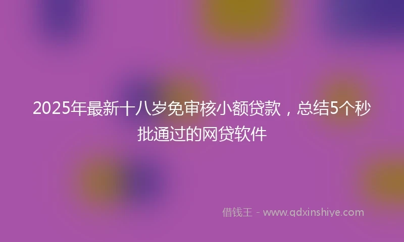 2025年最新十八岁免审核小额贷款，总结5个秒批通过的网贷软件
