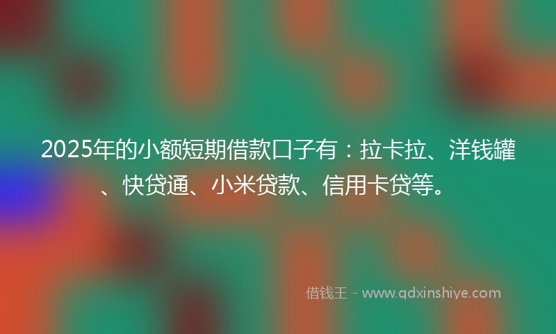 2025年的小额短期借款口子有：拉卡拉、洋钱罐、快贷通、小米贷款、信用卡贷等。