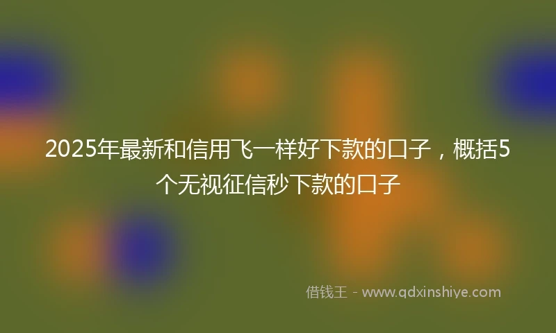 2025年最新和信用飞一样好下款的口子，概括5个无视征信秒下款的口子