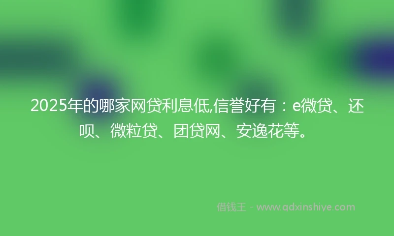 2025年的哪家网贷利息低,信誉好有：e微贷、还呗、微粒贷、团贷网、安逸花等。