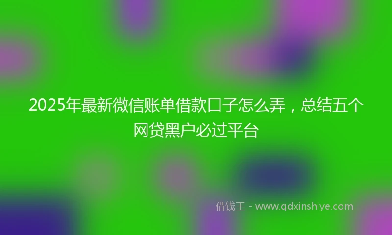 2025年最新微信账单借款口子怎么弄，总结五个网贷黑户必过平台