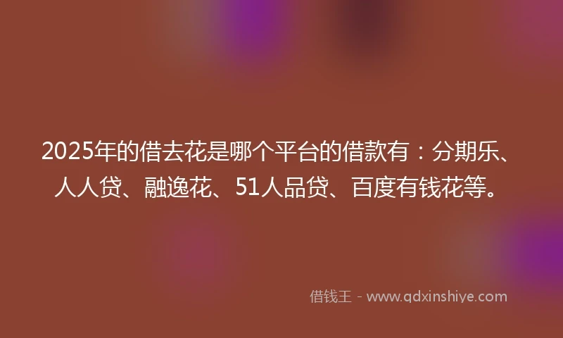 2025年的借去花是哪个平台的借款有：分期乐、人人贷、融逸花、51人品贷、百度有钱花等。