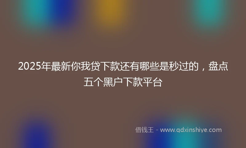 2025年最新你我贷下款还有哪些是秒过的，盘点五个黑户下款平台