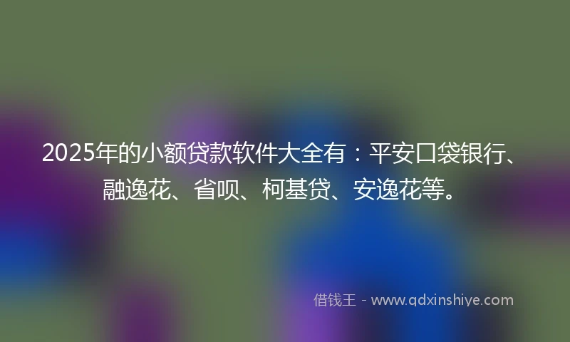 2025年的小额贷款软件大全有：平安口袋银行、融逸花、省呗、柯基贷、安逸花等。