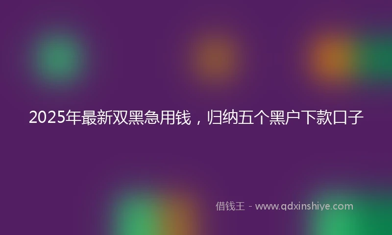 2025年最新双黑急用钱，归纳五个黑户下款口子