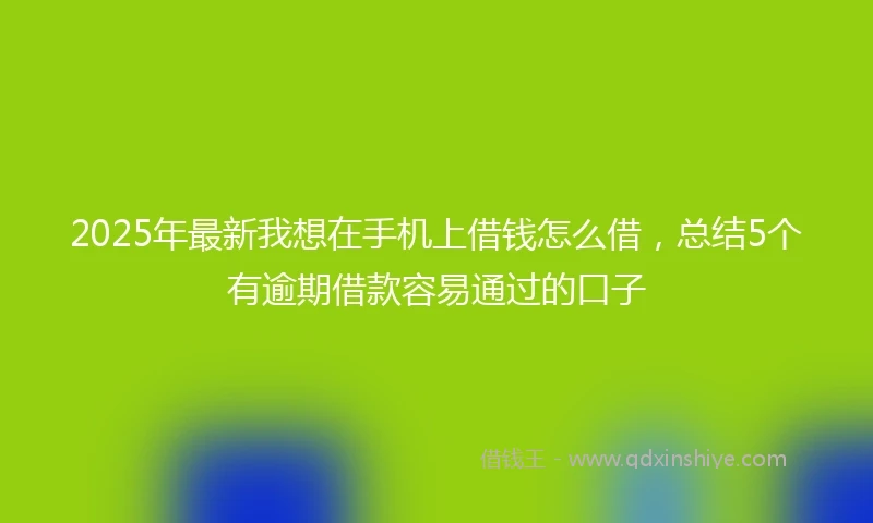 2025年最新我想在手机上借钱怎么借，总结5个有逾期借款容易通过的口子