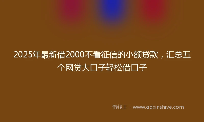 2025年最新借2000不看征信的小额贷款，汇总五个网贷大口子轻松借口子