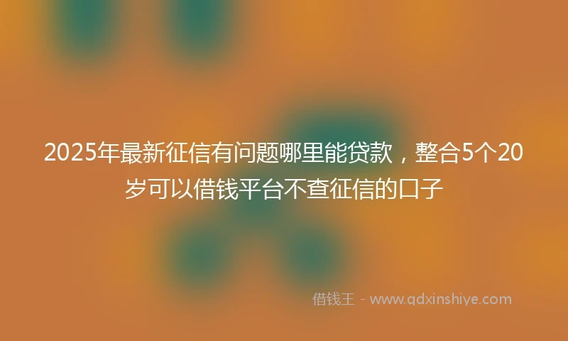 2025年最新征信有问题哪里能贷款，整合5个20岁可以借钱平台不查征信的口子