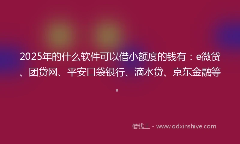 2025年的什么软件可以借小额度的钱有：e微贷、团贷网、平安口袋银行、滴水贷、京东金融等。