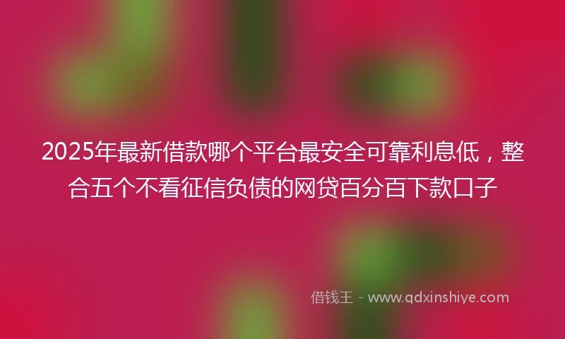 2025年最新借款哪个平台最安全可靠利息低，整合五个不看征信负债的网贷百分百下款口子