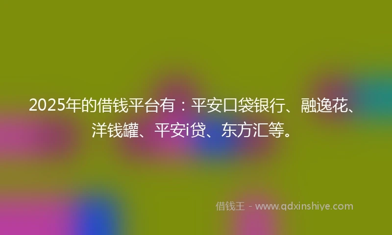 2025年的借钱平台有：平安口袋银行、融逸花、洋钱罐、平安i贷、东方汇等。