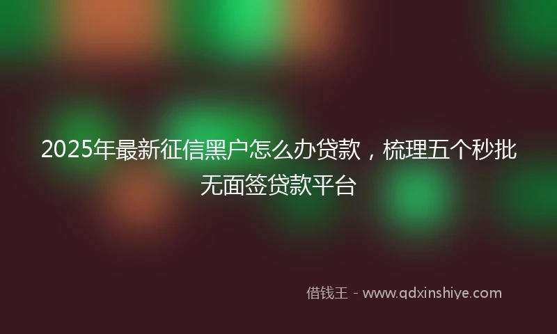 2025年最新征信黑户怎么办贷款，梳理五个秒批无面签贷款平台